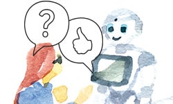 AI-robot geeft antwoord op vraag van vrouw